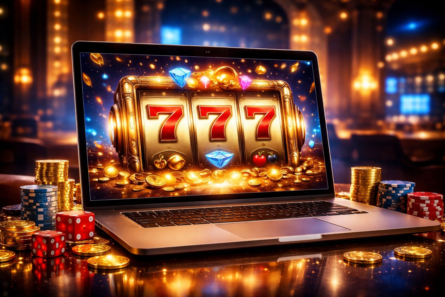 Premium online slots hero scene with reels, jackpot atmosphere, and fast mobile-friendly gameplay.